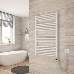 S�che serviette �lectrique 100 x 60 cm, blanc tubes ronds radiateur mural salle de bain avec timing el�ment ...