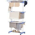 S�choir �tendoir � linge sur roulette pliable ailes lat�rales int�rieure et ext�rieure 73 x 64 x 177 ...