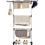 S�choir �tendoir � linge sur roulette pliable ailes lat�rales int�rieure et ext�rieure 73 x 64 x 177 ...