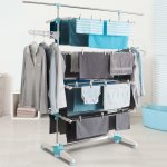 Schoir  linge vertical pliable 4 niveaux optimum capacit 30m avec tringle tlescopique blanc et bleu ...