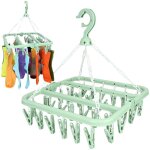 S�choir � linge, cintre pour chaussettes et sous - v�tements, pliable, pinces, crochets, pratique, pistache ...