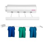 S�choir mural, s�che linge d�pliable avec 5 fils de 3, 75m r�tractables en m�tal �tendoir � linge rembobinable ...
