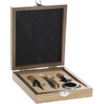 Secret de gourmet - coffret sommelier avec tire bouchon + bouchon + bouchon verseur + bague - bois et ...