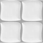 Secret de gourmet - set de 4 assiettes plates carre design vague - 30 cm x 30 cm - porcelaine - livraison ...