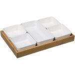 Secret de gourmet - set apritif en cramique et bambou, 6 pices : ramequins, plateau en bambou, lgant ...