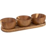 Secret de gourmet - set apritif avec plateau et 3 bols en bois - marron - l 30 cm - livraison gratuite ...