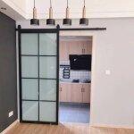 Secury - t - rail porte coulissante - 2m - en applique - porte en bois - noir