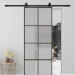 Secury - t - rail porte coulissante - 2m - porte en bois, verre, aluminium - noir
