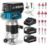 Affleureuse d�fonceuse, 21v affleureuse sans fil avec 2pcs 4. 0ah batteries, brushless affleureuse paume ...