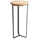 Sellette industrielle fer plat plateau bois h60 x d. 29cm - louis moulin Sellette industrielle fer plat plateau bois h60 x d. 29cm - louis moulin