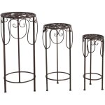 Aubry gaspard - sellettes rondes en mtal vieilli (lot de 3)