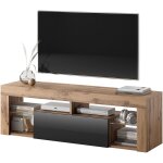 Selsey - bianko - meuble tv / banc tv (chne lancaster / noir brillant, 140 cm, sans led)