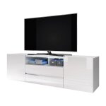 Selsey - bros - meuble tv / banc tv (blanc mat / blanc brillant, 137 cm, avec led)