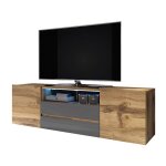 Selsey bros - meuble tv / banc tv (chêne wotan / gris brillant, 137 cm, avec led) Selsey bros - meuble tv / banc tv (chêne wotan / gris brillant, 137 cm, avec led)