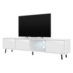 Selsey galhad - meuble tv / banc tv (blanc mat / blanc brillant, 175 cm, �clairage led)