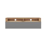 Selsey - rednaw - meuble tv - 100 cm - chne wotan / gris brillant - avec led - scandinave - moderne