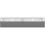 Selsey ? meuble tv 140 cm blanc mat et gris brillant avec �clairage led ? 2 niches ouvertes et 2 tiroirs ...