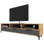 Selsey - rikke - meuble tv - 160 cm - chne wotan / gris mat - faade 3d - style moderne