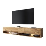 Selsey - wander - meuble tv / banc tv (chne wotan, 180 cm, clairage led)