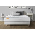 Septnuits - ensemble matelas sommier memo luxe 160 x 200 cm - couleur : blanc Septnuits - ensemble matelas sommier memo luxe 160 x 200 cm - couleur : blanc