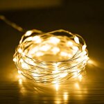 Guirlande lumineuse en fil de cuivre alimente par batterie pour chambre, fte, festival, etc. (1 mtres, ...