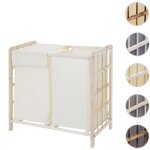 Mendler - corbeille � linge hwc - b60, sapin, 2 compartiments, 60x60x33cm, 68l