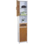 Mendler - tagre de salle de bains hwc - a85, armoire, bambou, 180x40x31cm blanc