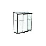 Halls - serre adossée qube lean - to avec base 1. 20m² en verre trempé, couleur noir, descentes de gouttières ... Halls - serre adossée qube lean - to avec base 1. 20m² en verre trempé, couleur noir, descentes de gouttières ...