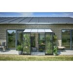 Halls - serre adossée verre trempé et polycarbonate qube lean - to avec base 4. 70m², couleur noir, descentes ... Halls - serre adossée verre trempé et polycarbonate qube lean - to avec base 4. 70m², couleur noir, descentes ...