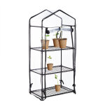 Serre pour balcon, b�che en pvc, structure en acier, 3�tag�res, hxlxp : 126 x 59 x 37 cm noir / transparent ...
