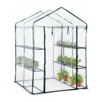 Salone srl - serre de jardin 4 �tag�res 143 x 143 x h195cm bache serre pvc cadre acier legumes plantes ...