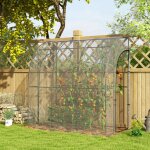 Serre de jardin adoss�e, serre de balcon, b�che renforc�e pvc, 2 portes enroulables, 214 x 118 x 212 ...