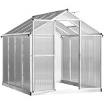 Outsunny - serre de jardin aluminium polycarbonate 4, 6 m� dim. 2, 42l x 1, 9l x 1, 95h m fondation lucarne ...