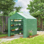 Serre de jardin serre d'hivernage avec �tag�res 3 niveaux porte enroulable tube en acier 244 x 180 x ...
