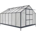 Serre de jardin en polycarbonate de 13 m� avec embase - anthracite - kalida
