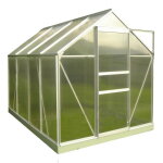 Chalet&jardin - serre de jardin en polycarbonate 4, 75 m� - avec ouverture toit auto - aluminium naturel ...
