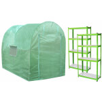 Serre de jardin polytunnel fen�tres portes galvanis�s couverture en pe cadre en m�tal 2 �tag�res ext�rieur ...