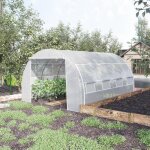 Serre de jardin serre tunnel 12 m� avec porte, parois lat�rales enroulables 8 fen�tres acier pe 4 x 3 ...