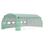 Serre de jardin serre tunnel 18 m� avec porte, parois lat�rales enroulables 12 fen�tres acier pe 4 x ...