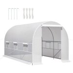Serre de jardin tunnel 4x2x2 m avec b�che pe, porte coulissante et fen�tres, structure m�tallique renforc�e ...