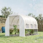 Serre de jardin tunnel 6 m 6 fentres porte zippe acier galvanis pe blanc
