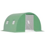 Serre de jardin tunnel 9 m� 4 fen�tres, porte zipp�e enroulable ch�ssis acier galvanis�, b�che pe 3 x ...
