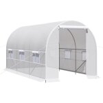 Serre tunnel de jardin - outsunny - 8m� - 400x200x200 cm - porte 6 fen�tres - cadre en m�tal, b�che pe ...