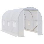 Serre de jardin tunnel surface sol 7 m� 3, 5l x 2l x 2h m ch�ssis tubulaire renforc� 18 mm 6 fen�tres ...