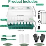 Serre pour plantes kit, 2 pi�ces 80cells plateau de semis, kit de culture serre avec led luminosit� r�glable, ...