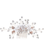 Serre - t�te d�coratif en cristal argent�, coiffe �l�gante feuille et fleur