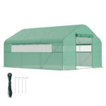 Serre tunnel 4x3x2m avec portes coulissantes et a�rations, abri de jardin, structure renforc�e, vert
