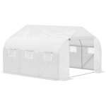 Serre tunnel de jardin 10, 5 m� dim. 3, 5l x 3l x 2h m porte + 6 fen�tres enroulables acier galvanis� ...