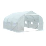 Serre tunnel de jardin dim. 4, 45l x 2, 99l x 2h m porte + 6 fenêtres enroulables acier galvanisé bâche ... Serre tunnel de jardin dim. 4, 45l x 2, 99l x 2h m porte + 6 fenêtres enroulables acier galvanisé bâche ...