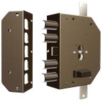 Serrure en applique 3 points avec pene dormant profil europen gauche bronze dom 2250